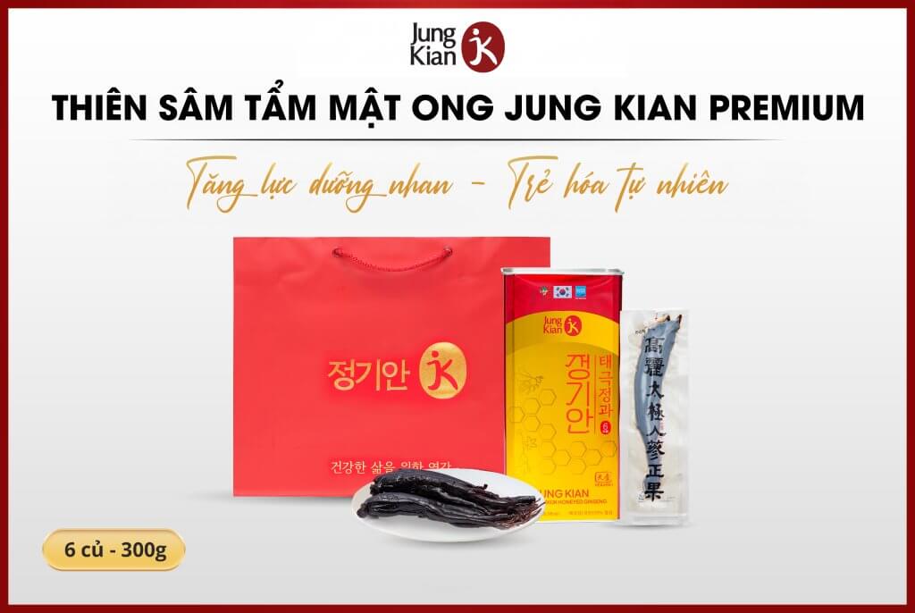 Thiên sâm tẩm mật ong Jung Kian cao cấp, nổi bật với hàm lượng Saponin cao vượt trội