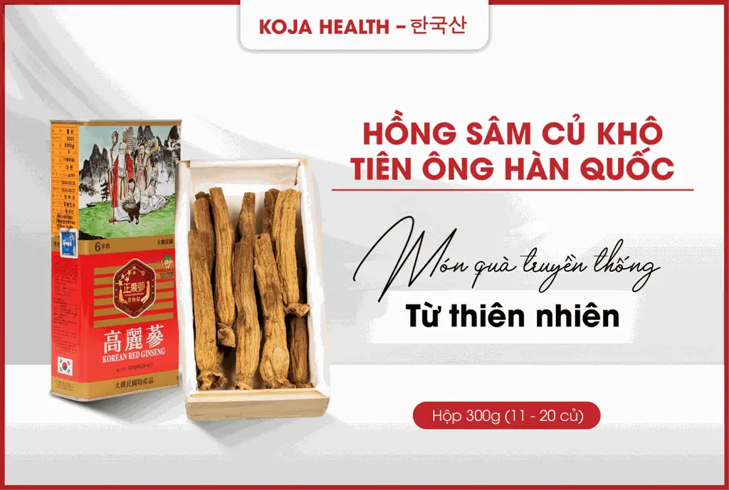 Hồng sâm củ khô Tiên ông hộp thiếc Hàn Quốc