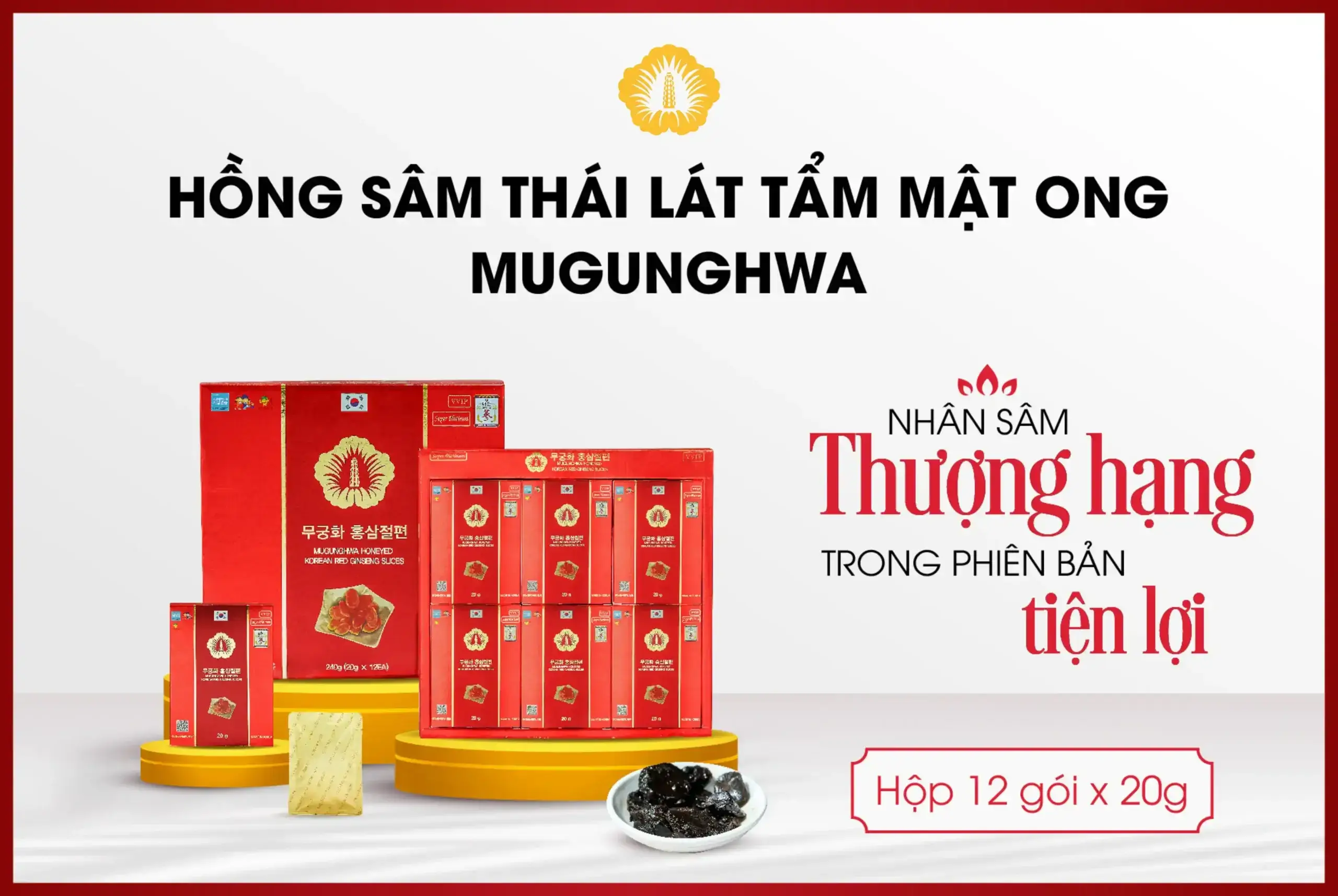 Hồng sâm thái lát tẩm mật ong Mugunghwa nhỏ gọn dễ mang theo