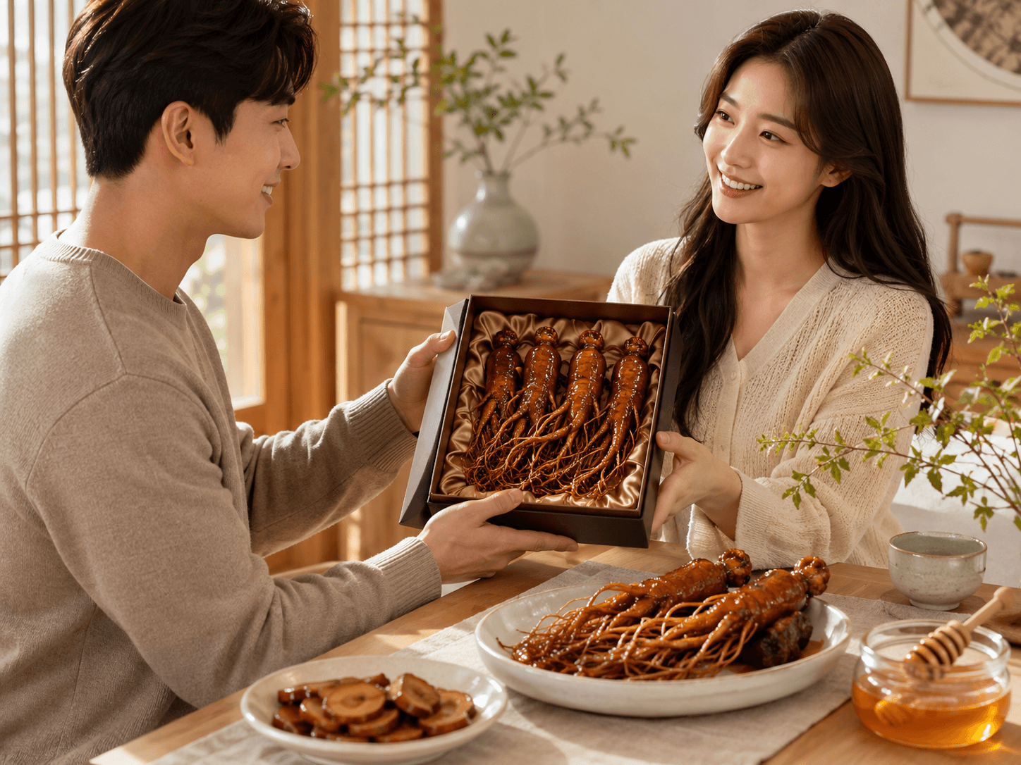 Sâm ngâm mật ong là món quà biếu tặng thân thiện trong văn hóa Hàn Quốc