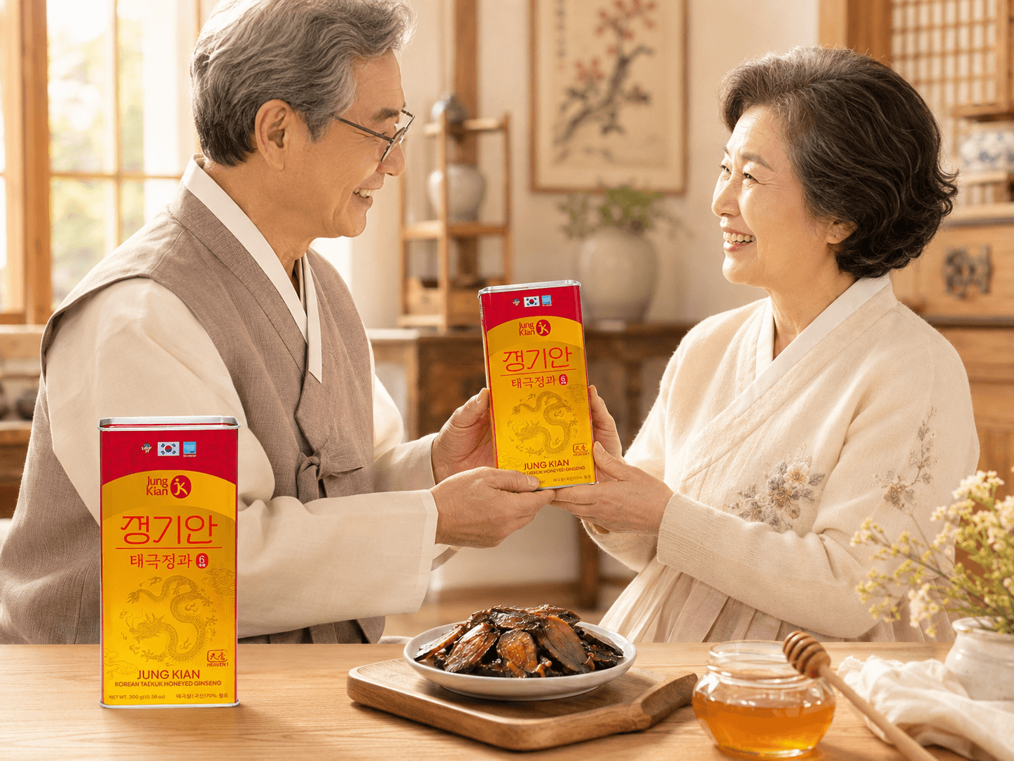 Thiên sâm tẩm mật ong Jung Kian Premium làm quà tân gia