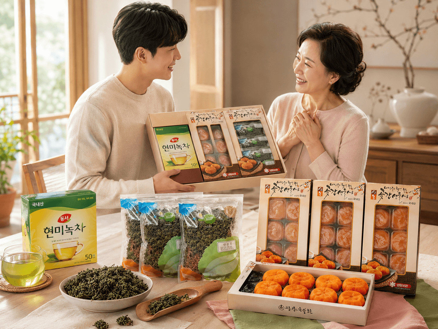 Các sản phẩm thực phẩm Hàn Quốc cũng được ưu tiên trong tặng quà đơn giản gần gũi với đời sống