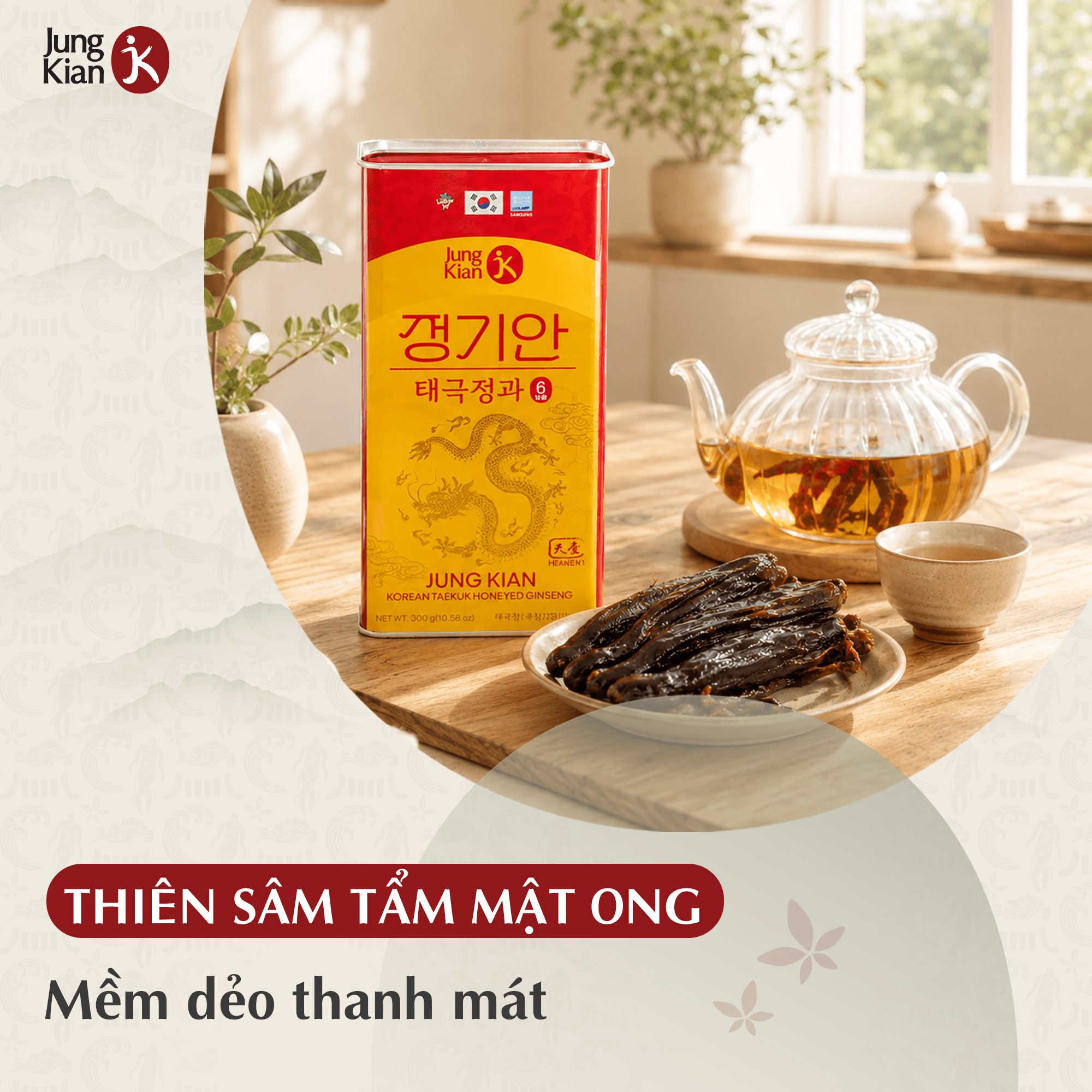 Thiên sâm tẩm mật ong Jung Kian Premium làm quà tặng Vu Lan báo hiếu